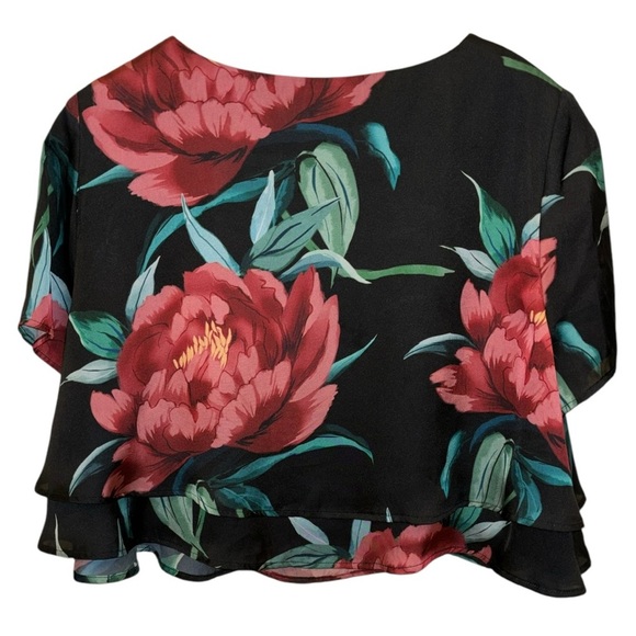 Show Me Your Mumu Candice Crop Top Floral Ruffle Print Woman’s Sz L - Picture 3 of 14